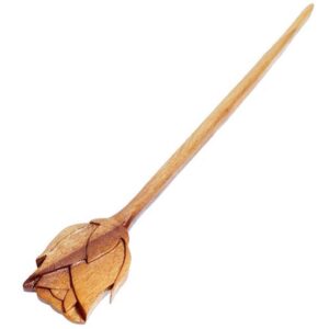 Holz-Haarnadel Handgefertigt Matter Rosen-Design für Frauen