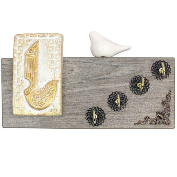 Dekorativer & handgefertigter Wand-Schlüsselhalter Modell Vogel