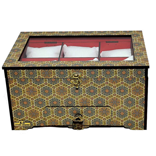 Holz-Uhrenbox - 6 Fächer, inspiriert von persischer Eleganz