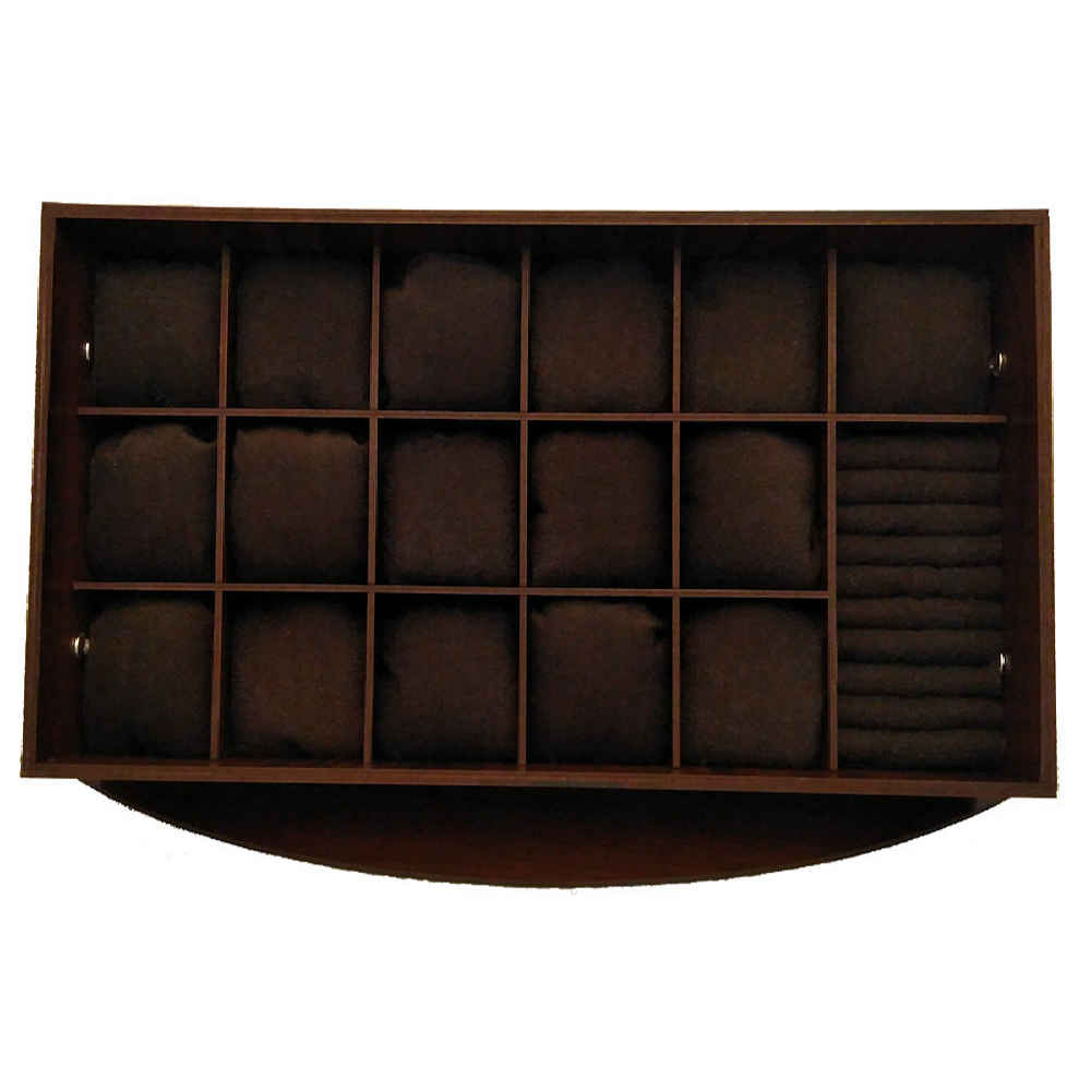 Holz-Uhrenpräsentationsbox – 16 Fächer mit Kissen