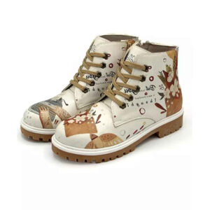 Graffiti-Druck Stiefelette für Frauen – Synthetisches Leder & Roper-Absatz