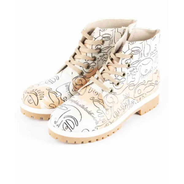 Graffiti-Druck Stiefelette für Frauen – Runde Zehenform