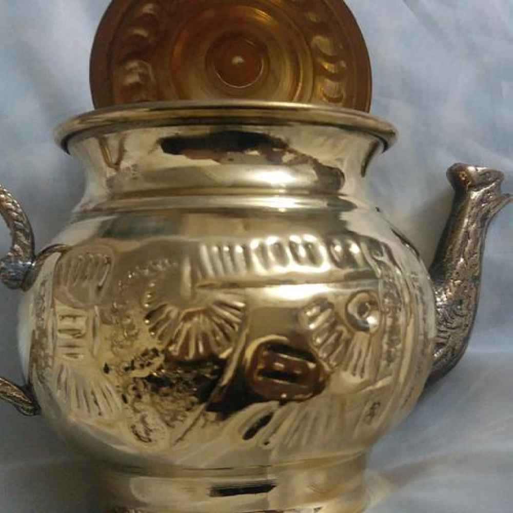 Persische Messing-Teekanne handgefertigt mit elegantem Gravurdesign Art