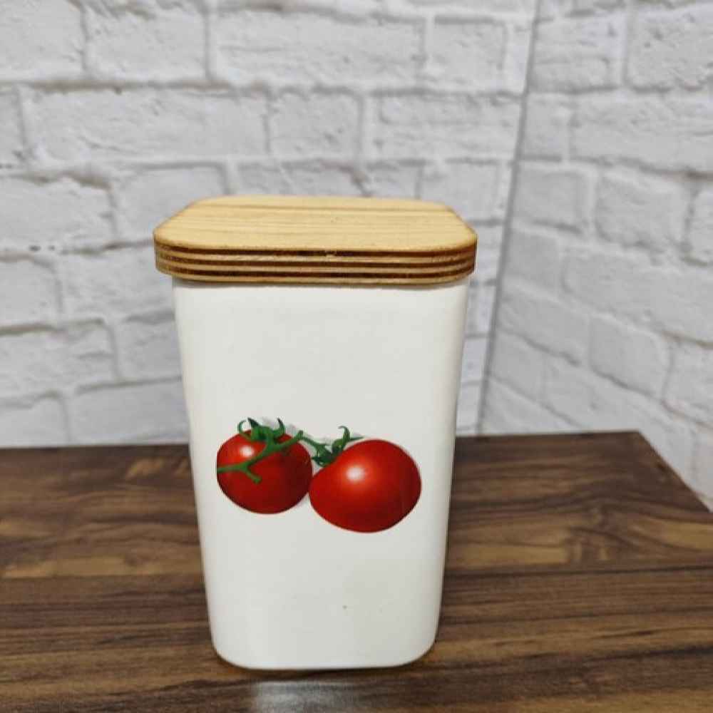 Keramikdose zur Aufbewahrung von Tomatenmark, weiße Farbe