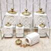 Keramik-Aufbewahrungsglas – Stilvolle Aufbewahrung für Kaffee, Tee & mehr, geprägter Golddeckel