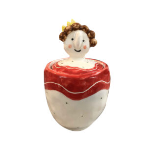 Keramische Zuckerschale mit Deckel – Künstlerischer Stil Puppen Königin