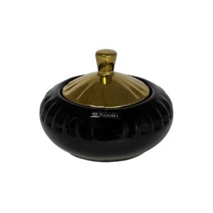 Keramische Zuckerschale mit goldenem Deckel