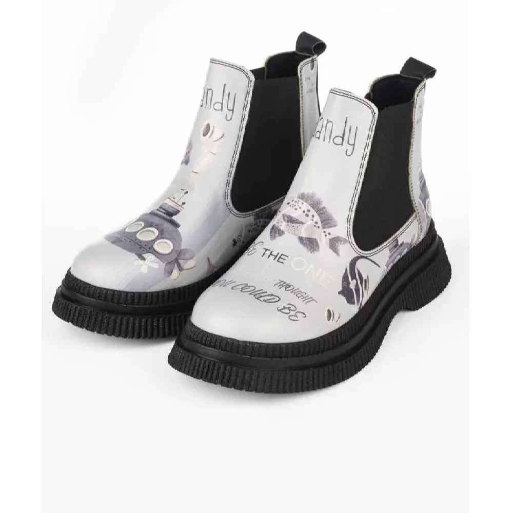 Graffiti-Druck Chelsea-Stiefel – Synthetisches Leder mit Fischmuster