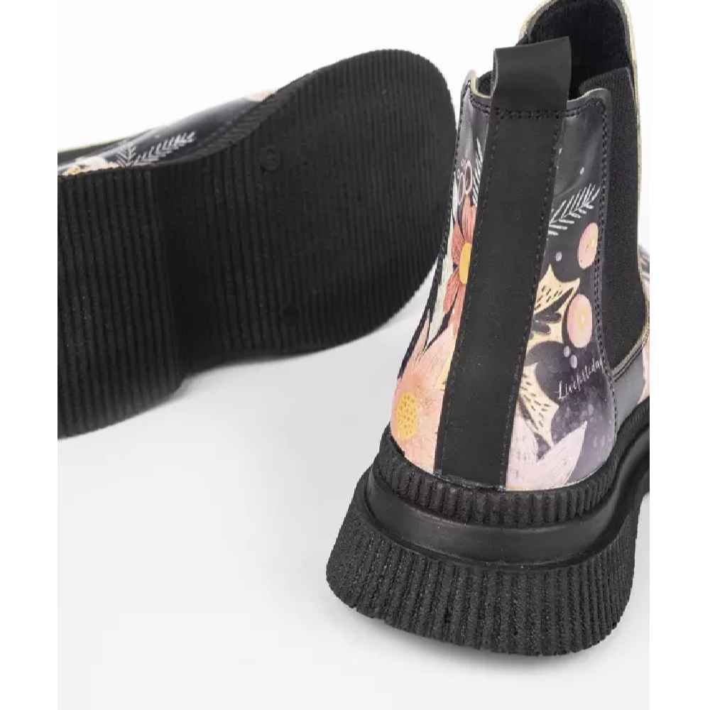 Graffiti-Druck Chelsea-Stiefel – Synthetisches Leder mit Blumen Design