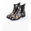 Graffiti-Druck Chelsea-Stiefel – Synthetisches Leder mit orangefarbenem Blumenmuster