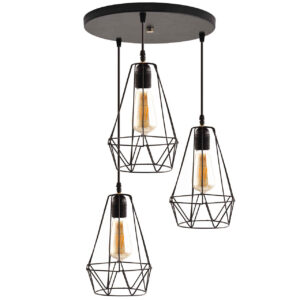 Metall Cluster Pendelleuchte mit Metall Diamant Schirm 3-Lichter