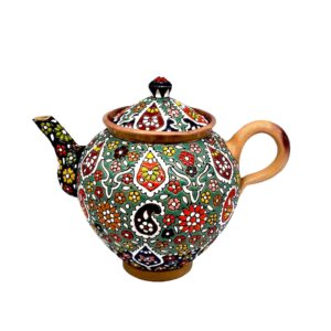 Dekorativer Töpfer-Teekessel mit filigranem Paisley-Emaille-Design