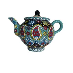 Dekorativer Töpfer-Teekessel mit Paisley Minakari-Emaille-Design