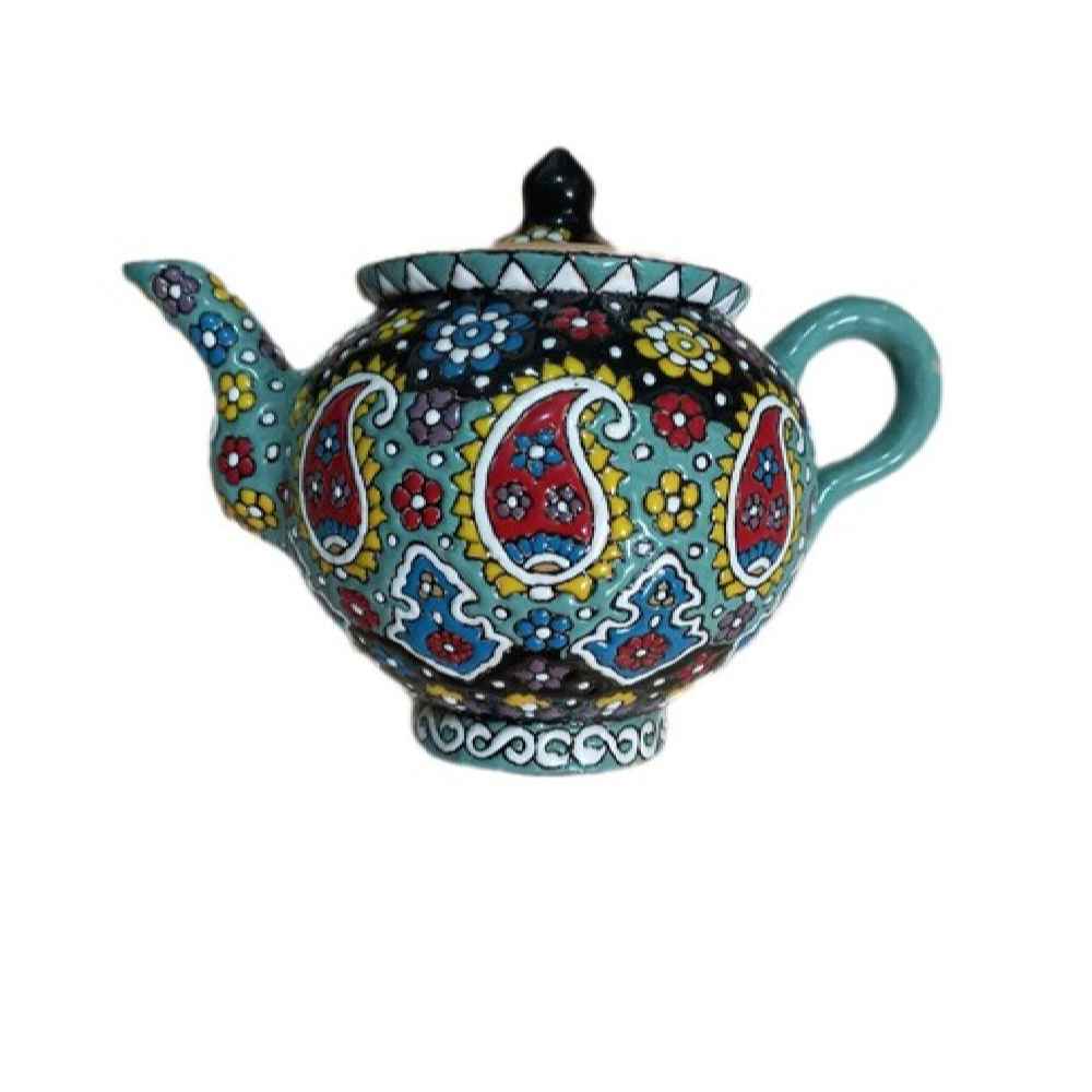 Dekorativer Töpfer-Teekessel mit Paisley Minakari-Emaille-Design