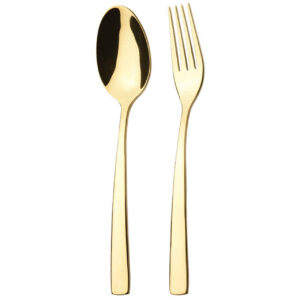 Spülmaschinenfestes Löffel- und Gabel-Besteck Set aus 12 Teilen, Modell Gold