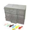 Kunststoff-Schubladenbox mit 9 Fächern & bunten Löffeln