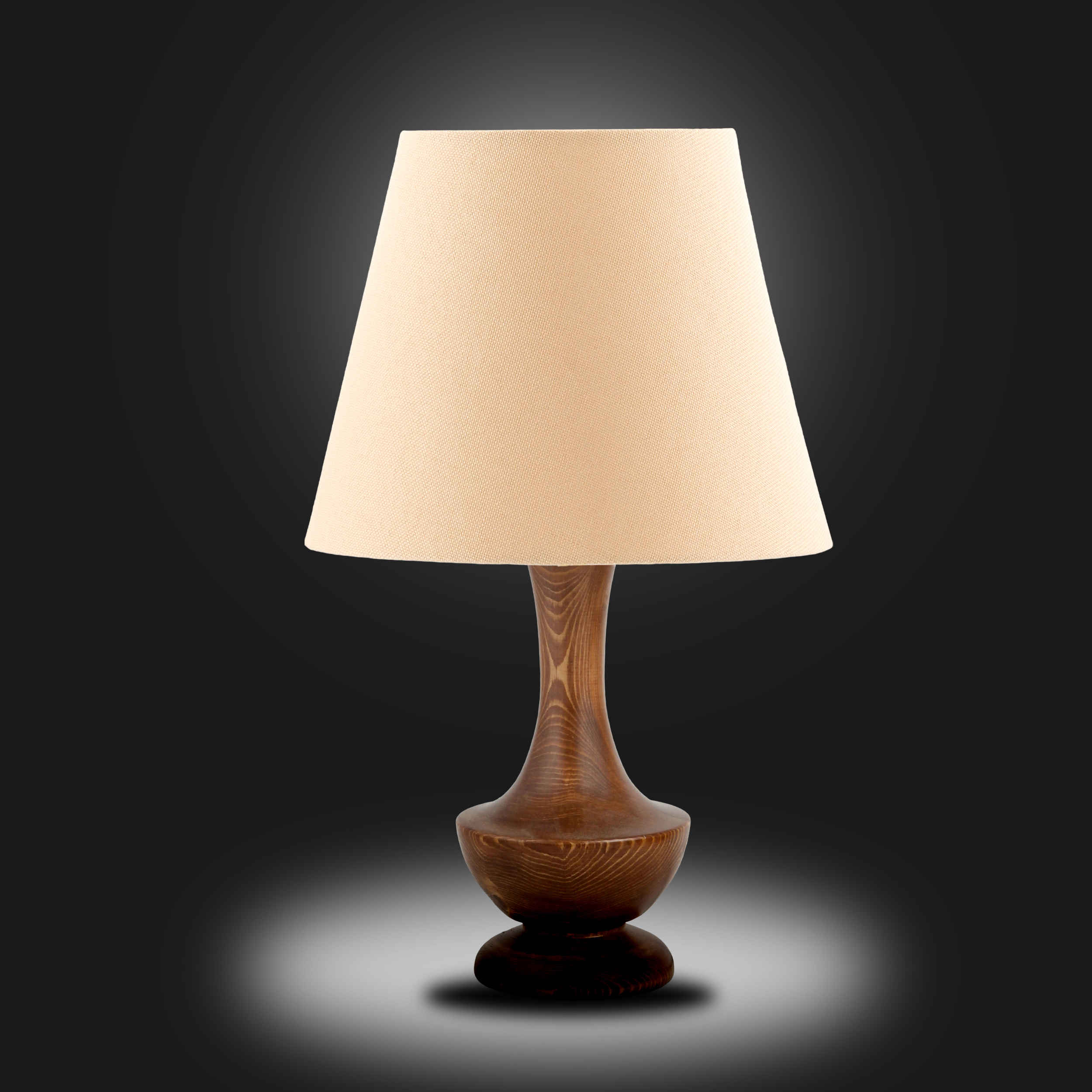 Akzent Holz-Tischlampe mit Stoff-Lampenschirm Handgefertigt Raha