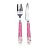 Gabel- und Messer-Besteck Set mit Keramikgriff, Modell Floral