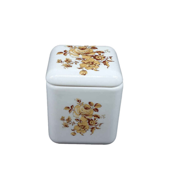 Keramische Zuckerschale mit Deckel - Künstlerischer Stil Floral