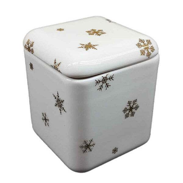 Keramische Zuckerschale mit Deckel - Künstlerischer Stil Schnee