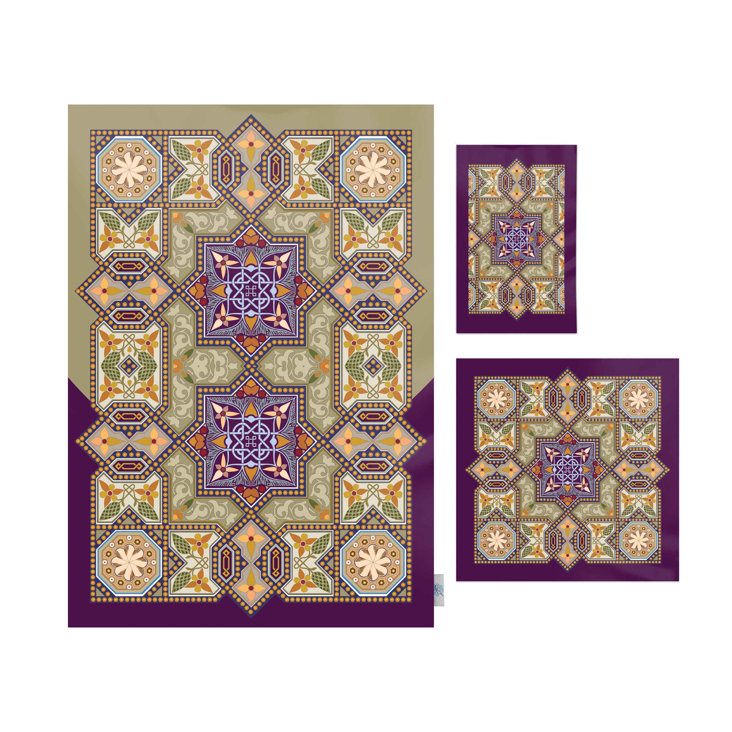 Islamische Gebetsmatte Samt-Sajadah mit Eslimi-Design Modell Nour