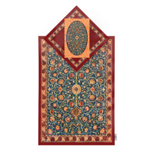 Islamische Gebetsmatte Samt-Sajadah mit komplexem Blumendesign