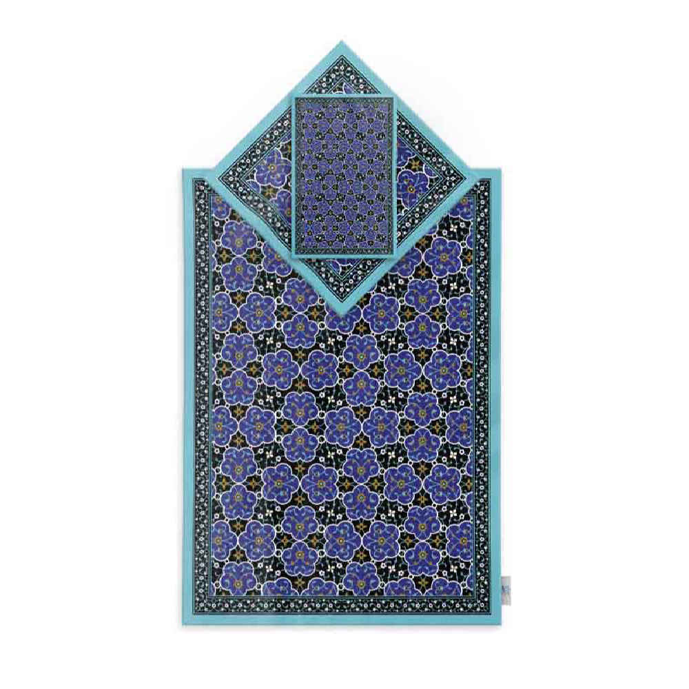 Islamische Gebetsmatte Samt-Sajadah mit iranischem Fliesendesign