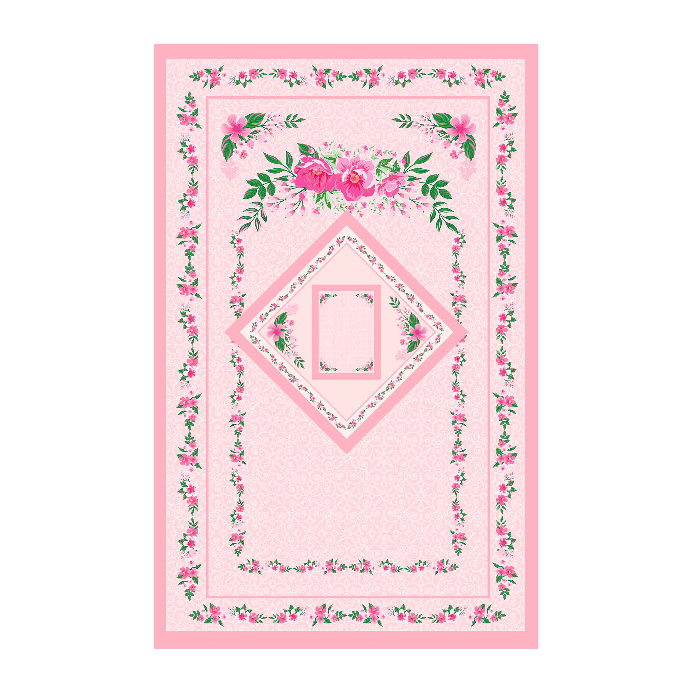 Islamische Gebetsmatte Samt-Sajadah mit rosa Blumendesign