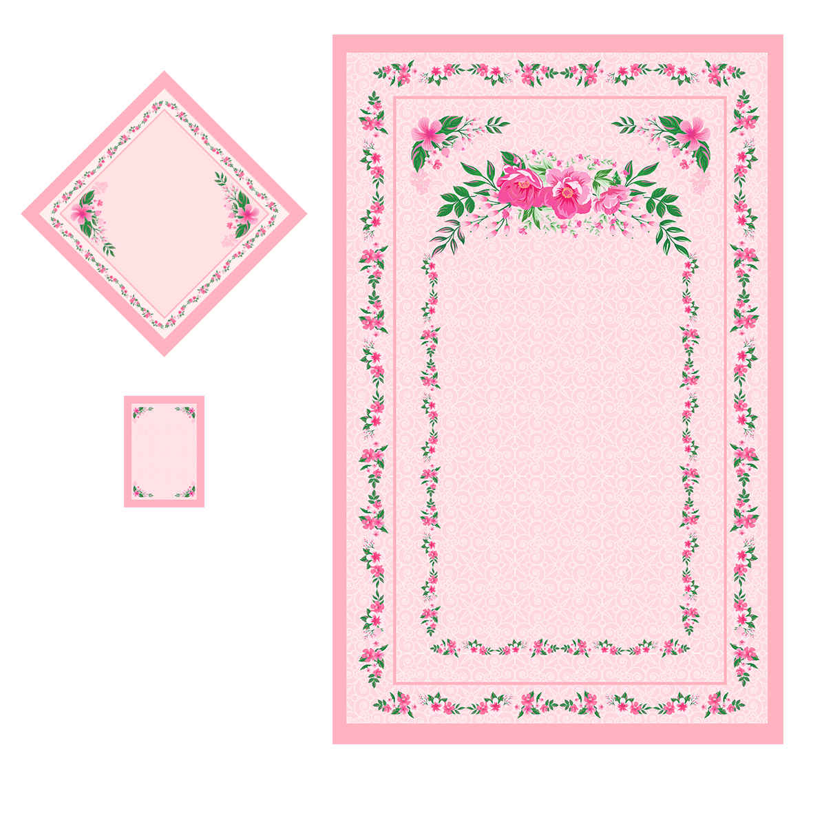 Islamische Gebetsmatte Samt-Sajadah mit rosa Blumendesign