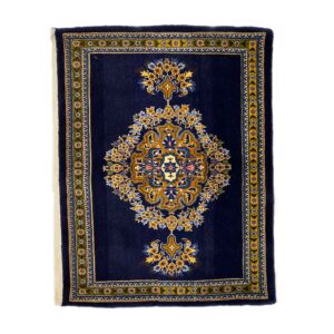 Authentischer iranischer Gebetsteppich, handgeknüpft & luxuriöser Sajada Marineblau