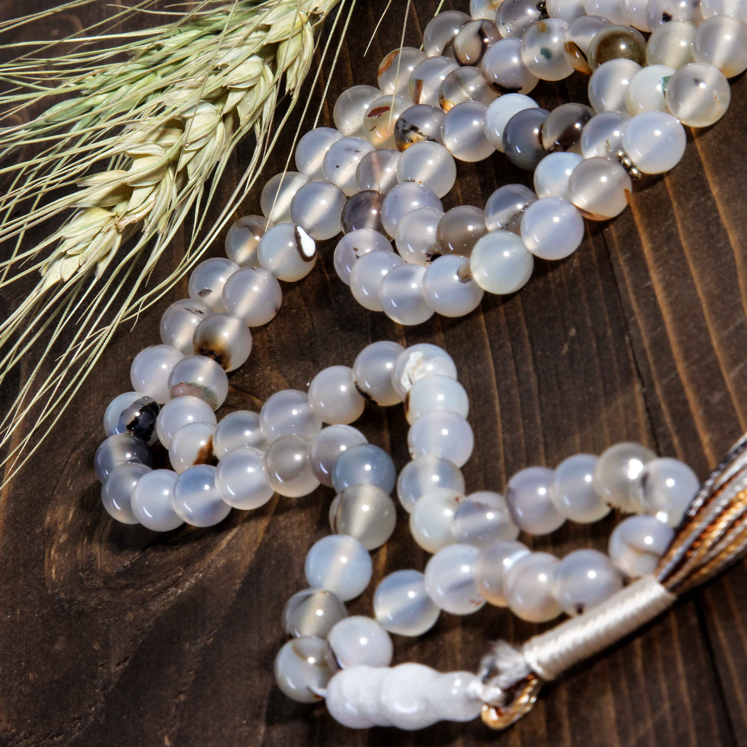 Islamischer Sulemani Hakik-Rosenkranz mit 101 Gebetsperlen Tasbih Grau