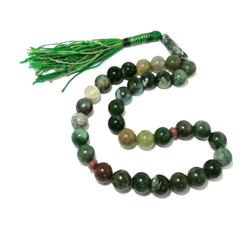 Islamischer Achat-Rosenkranz mit 33 Gebetsperlen Tasbih Grün