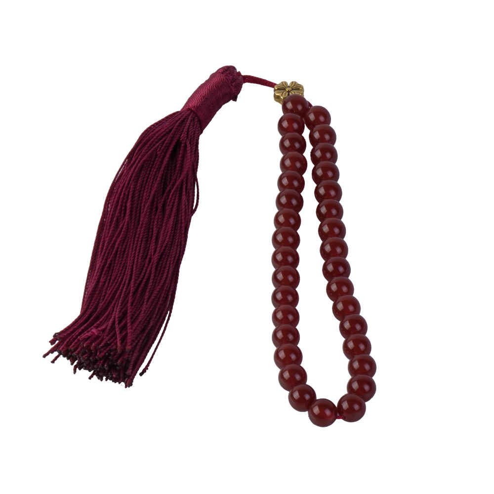 Islamischer Achat-Rosenkranz mit 33 Gebetsperlen Tasbih Rot