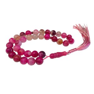 Islamischer Achat-Rosenkranz mit 33 Gebetsperlen Tasbih Rot