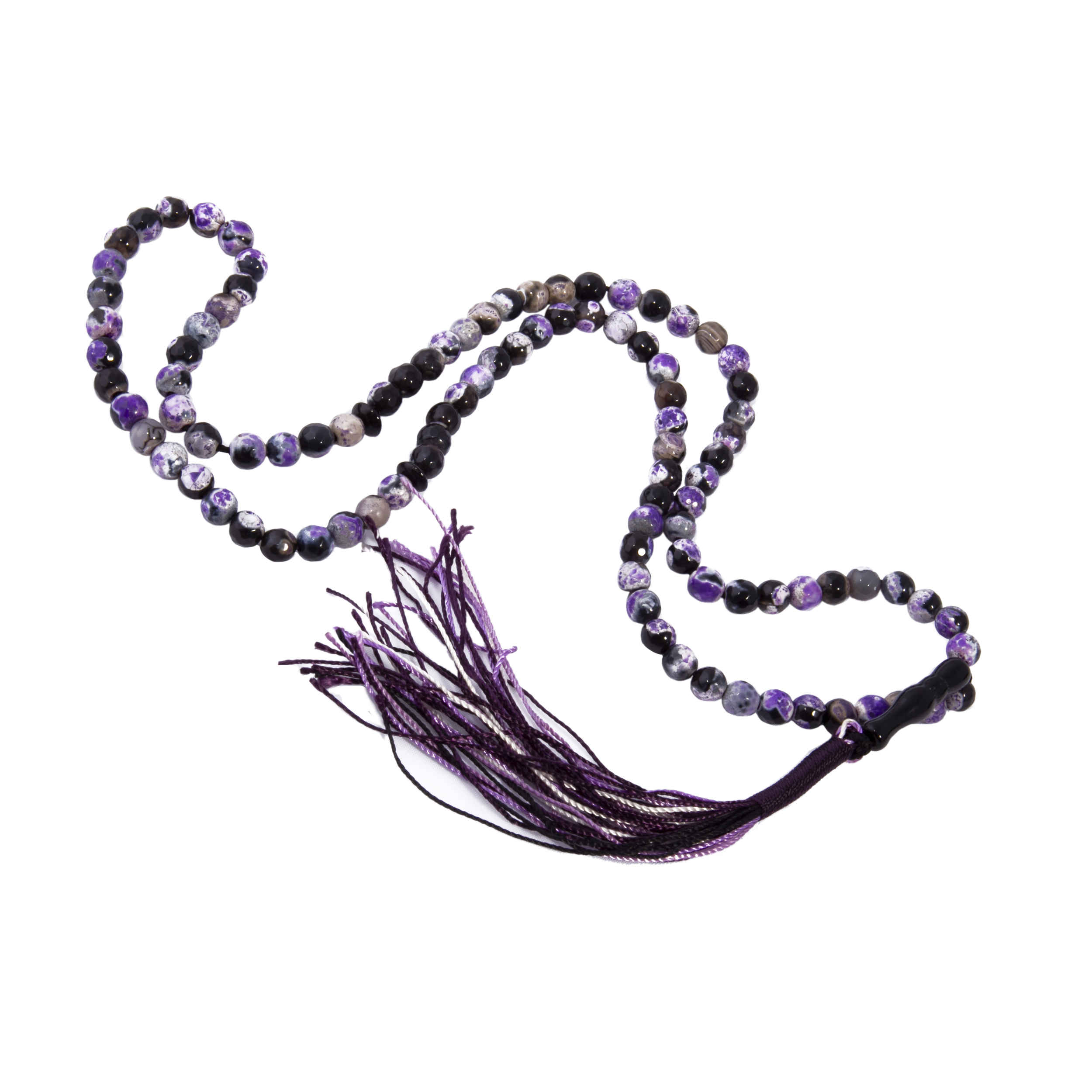 Islamischer Achat-Rosenkranz mit 101 Gebetsperlen Tasbih Lila