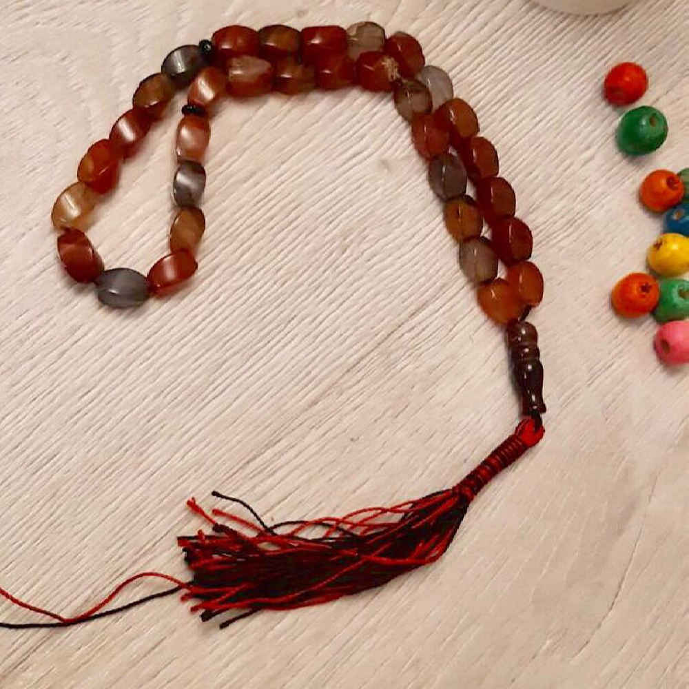 Islamischer Sulemani Hakik-Rosenkranz mit 33 Gebetsperlen Tasbih Rot