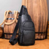 Leder Schultertasche - Schwarze Farbe