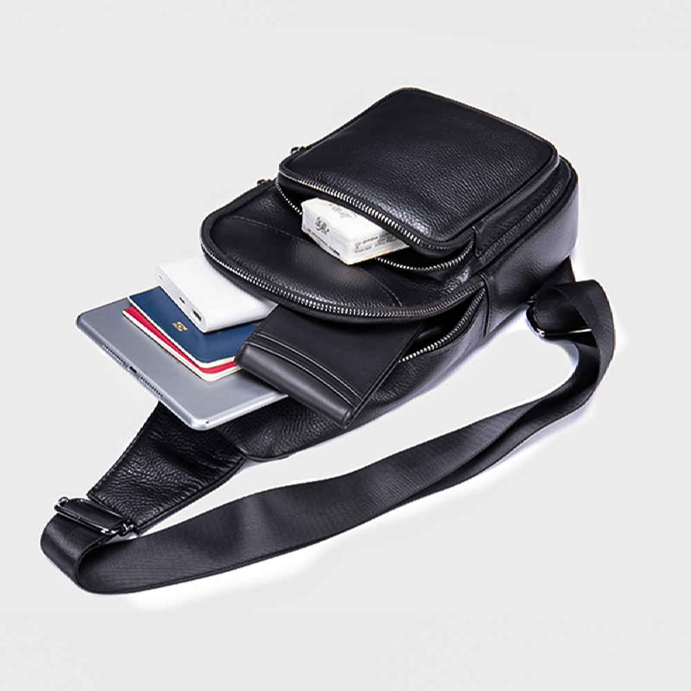 Leder Schultertasche – Schwarze Farbe