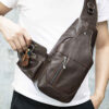 Leder Schultertasche - Mit Seitentaschen