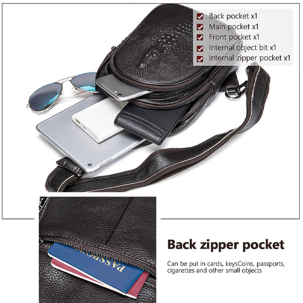 Leder Schultertasche – Mit Polyester-Baumwoll-Innenfutter