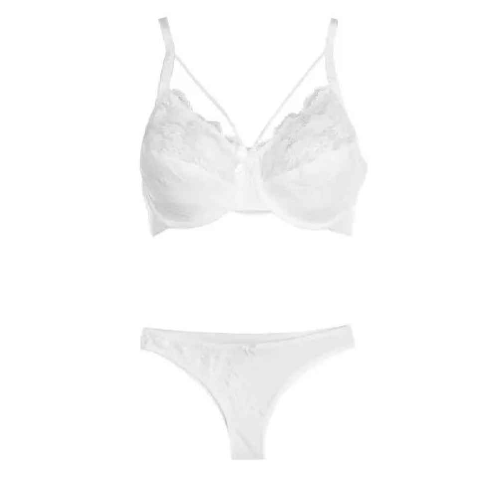 Lingerie-Set Spitzen-BH & Tanga mit dekorativem Schleifenband vorne