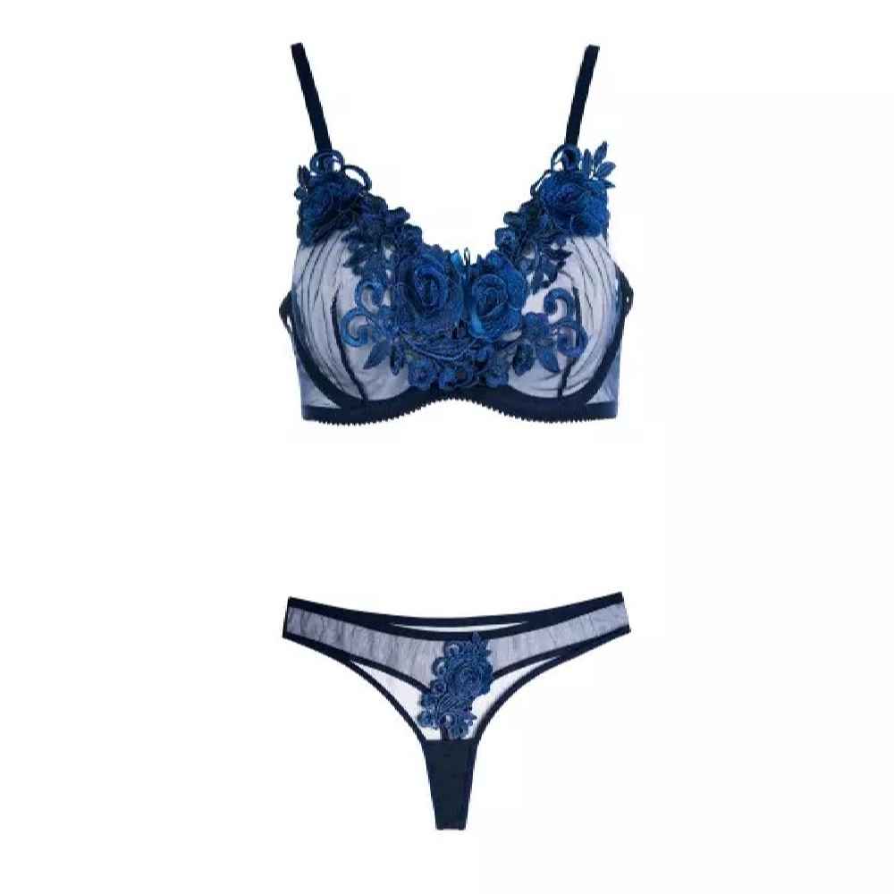 Lingerie-Set sexy BH & Tanga im Guipure-Patchwork Blumenmuster