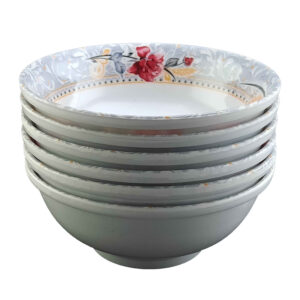 Melamin Dinnerware Schüsseln Set, Spülmaschinenfest – Florales Design (Set aus 6)