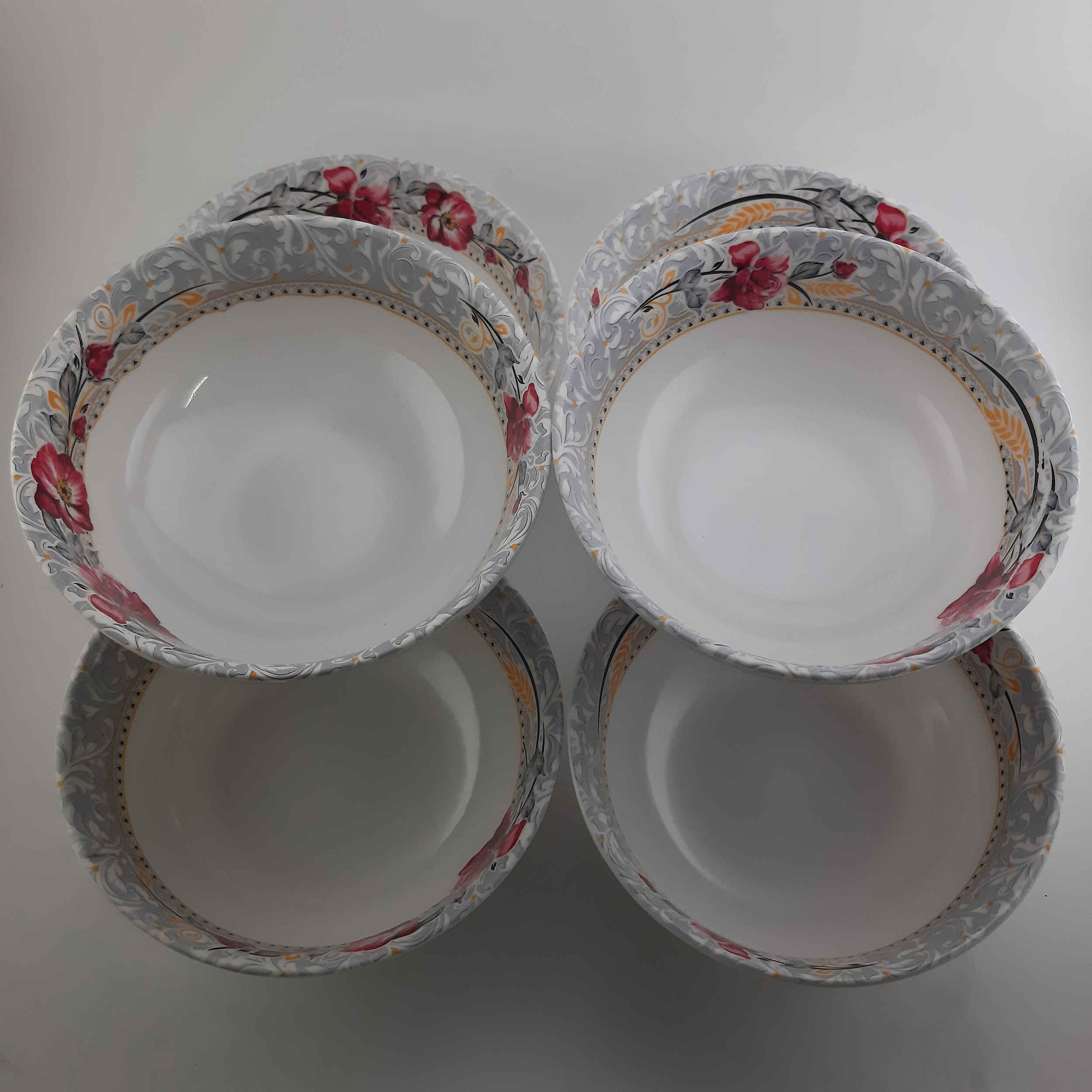 Melamin Dinnerware Schüsseln Set, Spülmaschinenfest – Florales Design (Set aus 6)