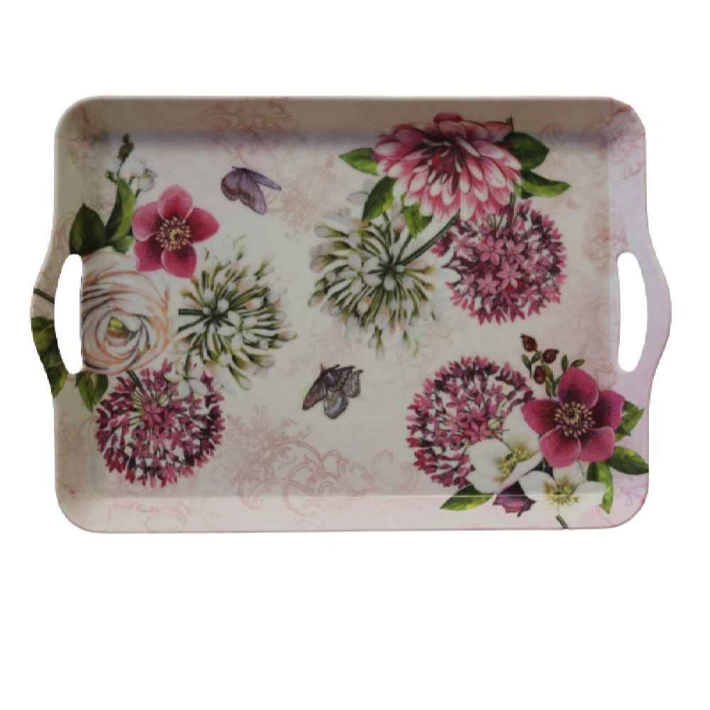 Melamin-Serviertablett, Leichtgewicht und langlebig, Blumendesign