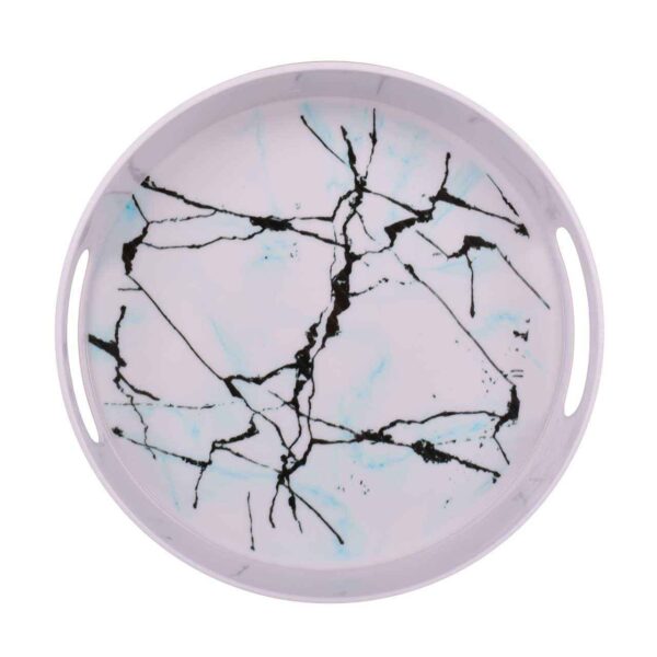 Melamin-Serviertablett, runde Form zum Servieren von Getränken, Marmoroptik