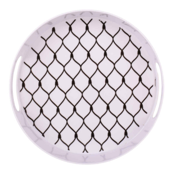 Melamin-Serviertablett, runde Form zum Servieren von Speisen, Modell Zaun