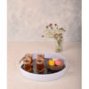 Melamin-Serviertablett, runde Form mit Griff, schwarzes Marmor-Design