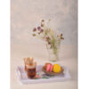 Melamin-Serviertablett mit Griff, Leichtgewicht, Blumenmuster