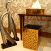 Metall-Abfalleimer- und Taschentuchbox-Set – Diamant-Design